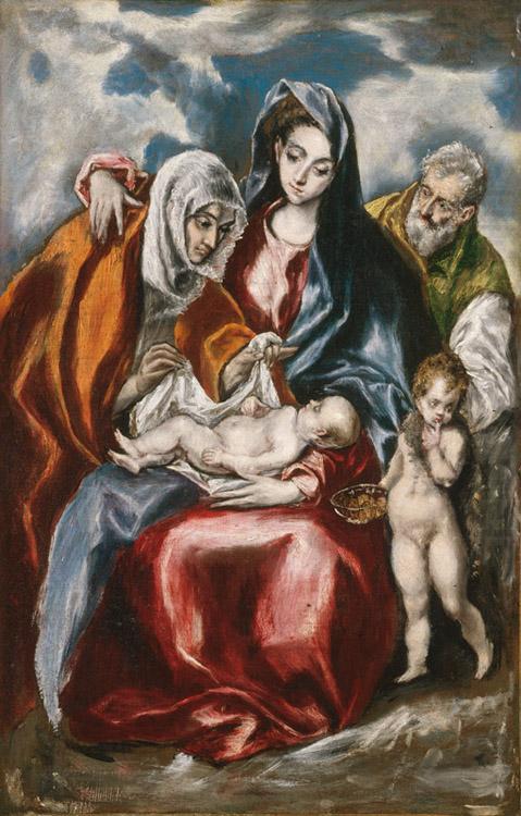 El Greco The Holy Family with St Anne and the young St John Baptist (mk08) china oil painting image